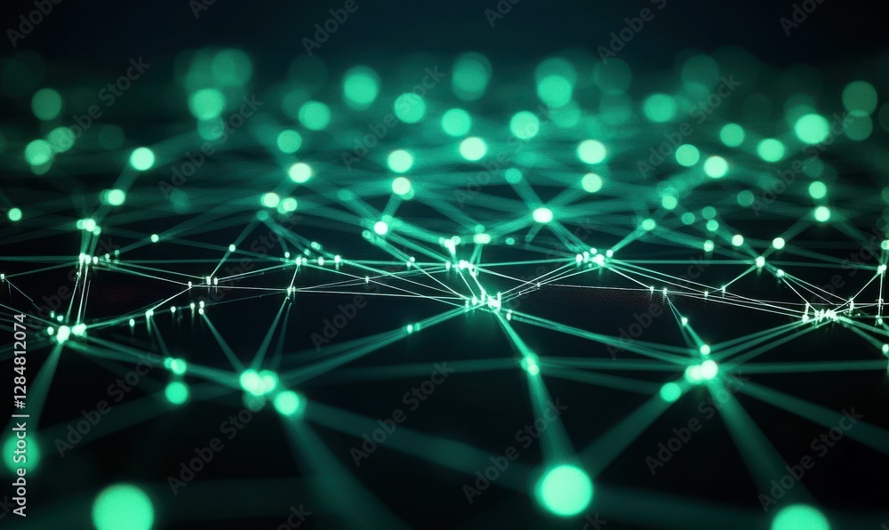 Majestic glowing circuit grid in vibrant green tones, with lines forming intricate digital patterns against a dark technological backdrop Majestic glowing circuit grid in vibrant green tones, with lines forming intricate digital patterns against a dark technological backdrop
