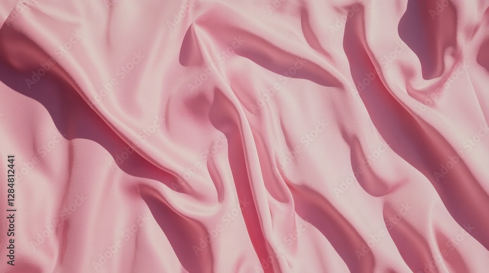 Fototapeta premium A luxurious satin fabric background in bright pink with gentle waves