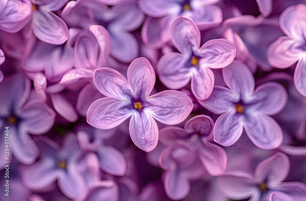 A close-up view of delicate lilac flowers in soft shades of purple.