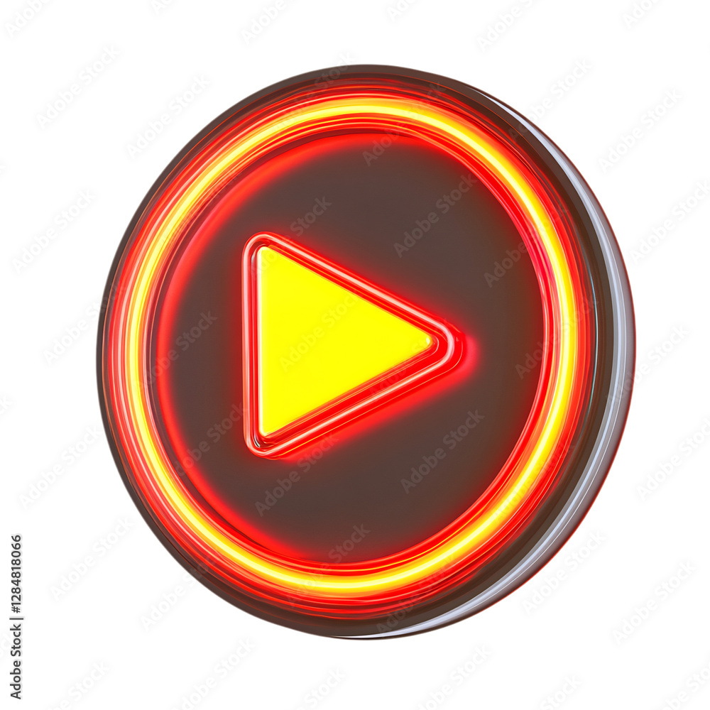 Glowing YouTube Play Button Icon with Red and Yellow Isolated on Transparent Background Glowing YouTube Play Button Icon with Red and Yellow Isolated on Transparent Background