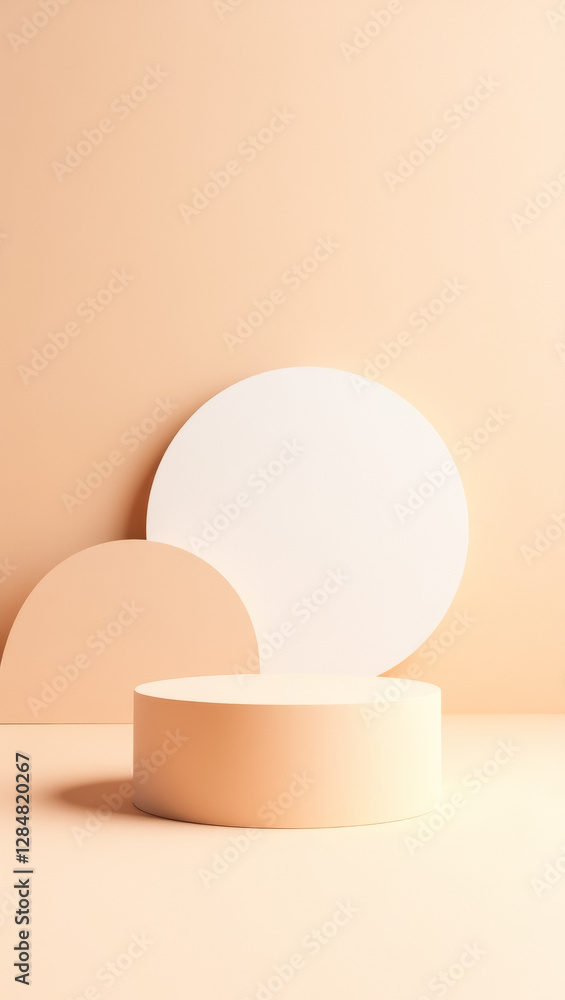 Fototapeta premium minimalist cylindrical platform with subtle circular background shapes
