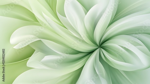 The abstract green flower showcases organic and soothing botanical elements