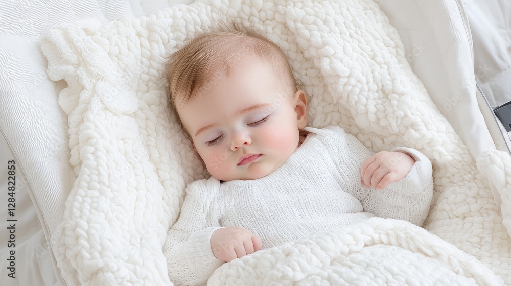 Baby sleeping peacefully in white blanket Baby sleeping peacefully in white blanket