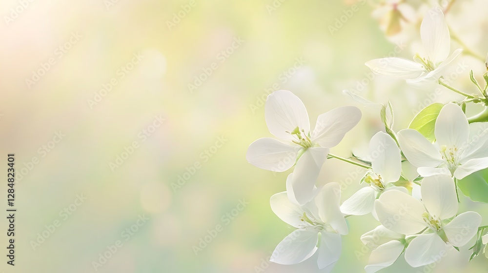 White flowers bloom in a gentle spring time setting White flowers bloom in a gentle spring time setting