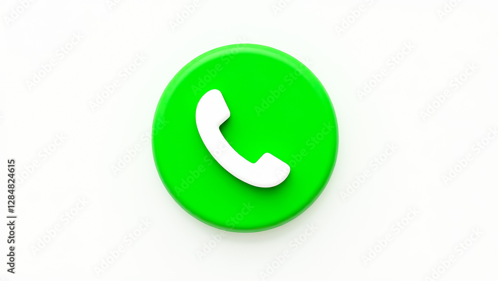 simple white phone on a bright green circle simple white phone on a bright green circle