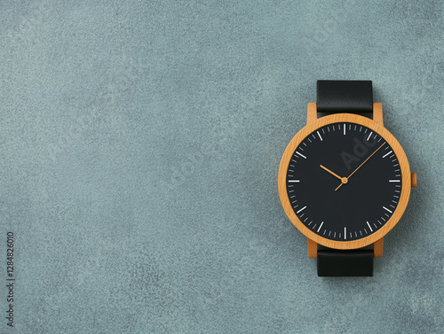 Wallpaper Mural E-commerce growth and online business. Modern wooden watch on a textured background. Torontodigital.ca