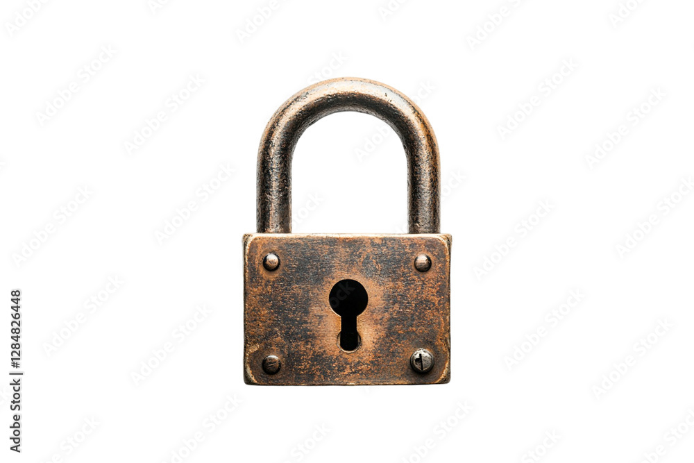 Antique Padlock on Black Background Security and Mystery Theme, Antique Padlock on Black Background Security and Mystery Theme,