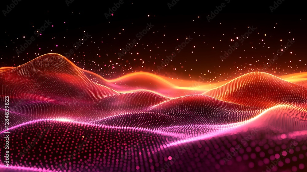 Fototapeta premium Glowing abstract background showing colorful data structures and particle effects