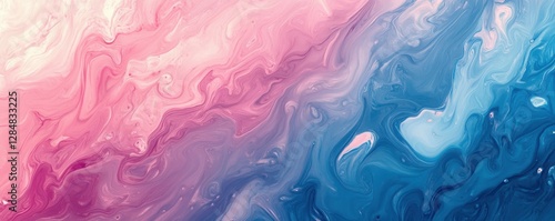 Abstract pink and blue fluid art with marble texture