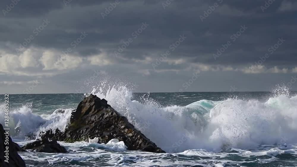 Tsunami Waves Crashing Against Rocks
Tsunami Waves Crashing Against Rocks