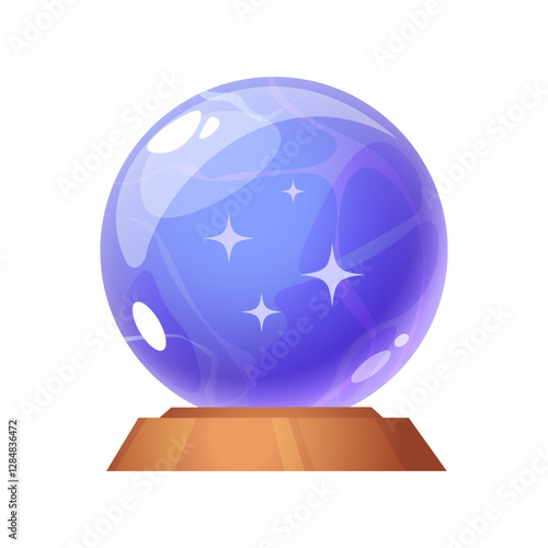 Magic crystal glass ball isolated on white background. Witches attributes, divination symbol.