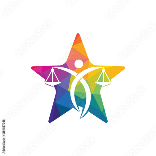 Man Holding Scales of Justice Logo. Law and Attorney Logo Design.