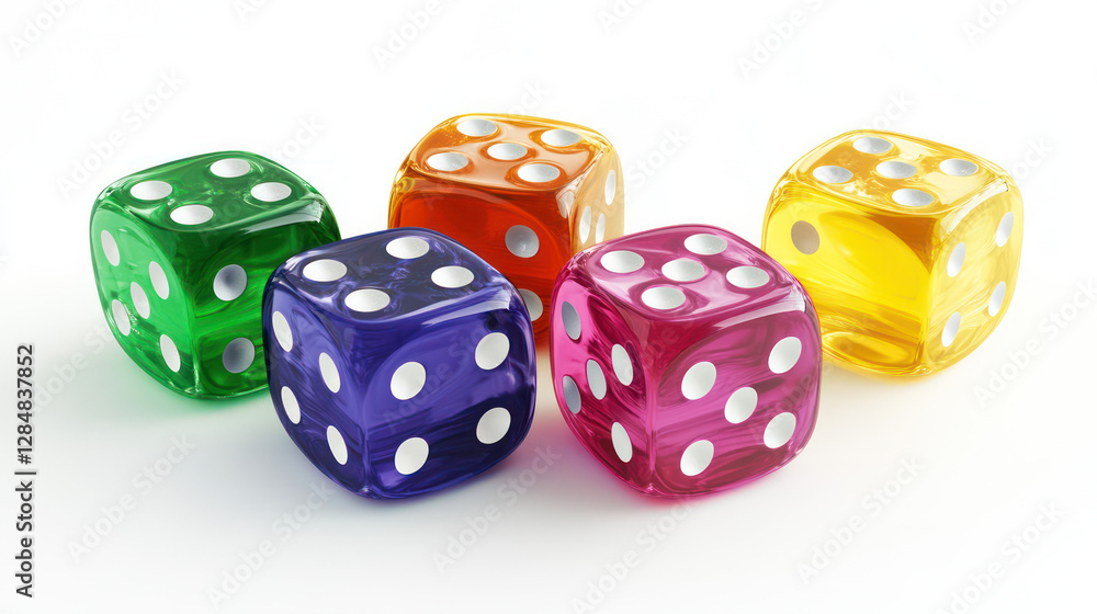 Single dice showing a 5, 4, 3 combination, 3D perspective view Single dice showing a 5, 4, 3 combination, 3D perspective view