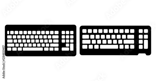 Ergonomic Computer Keyboard Silhouette for Tech Design Icon Bundle 