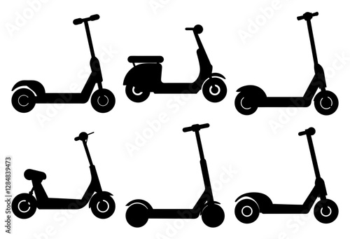 Futuristic Electric Scooter Silhouette for Modern Transportation Design Icon Bundle 