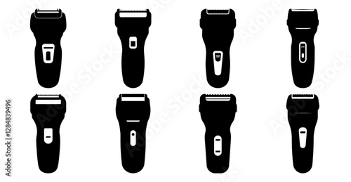 Modern Electric Shaver Silhouette for Personal Grooming Design Icon Bundle 