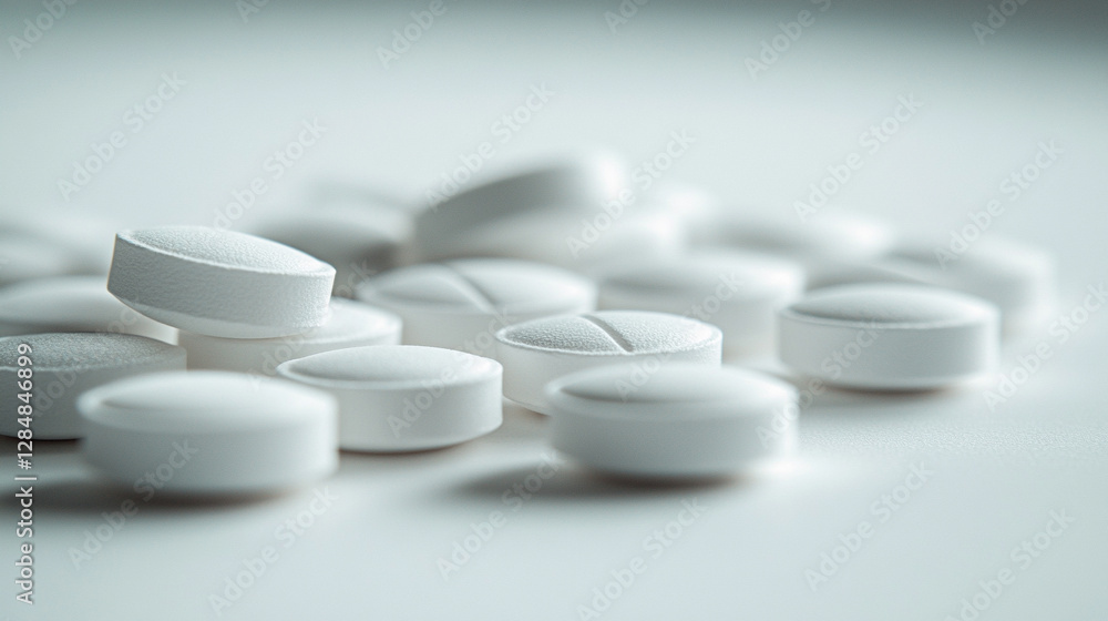 pristine white oblong pills on a minimalist white background, symbolizing modern medicine, health, and well-being pristine white oblong pills on a minimalist white background, symbolizing modern medicine, health, and well-being