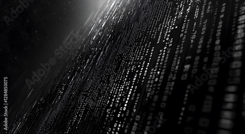 Abstract Binary Code Stream Dark Digital Design Background