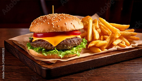 Obraz na płótnie hamburger and french fries w salonie