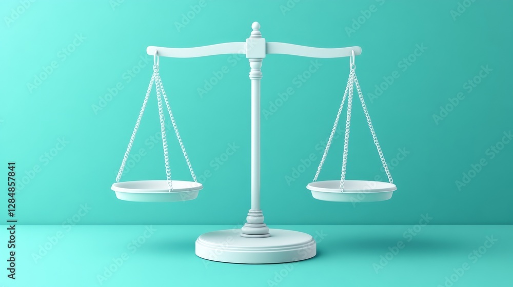 A prominent stylized balance scale against a gradient background suggests ideas of justice and equality A prominent stylized balance scale against a gradient background suggests ideas of justice and equality