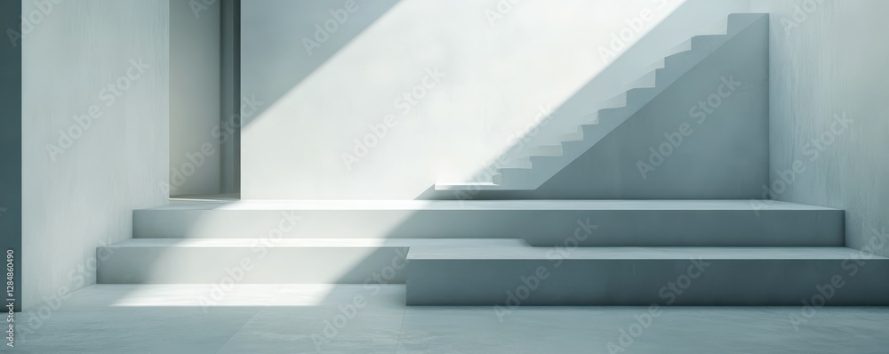 Fototapeta premium Minimalist architectural space with geometric shadows and light