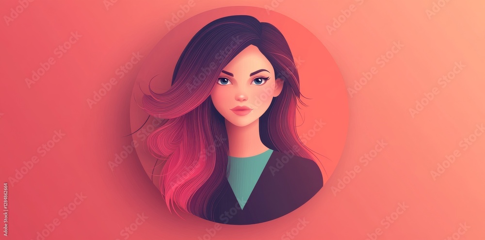 A person's stylized portrait, using bright shades of pink and green, creates a layered and abstract look. The smooth blending and geometric design offer a modern and tranquil vibe A person's stylized portrait, using bright shades of pink and green, creates a layered and abstract look. The smooth blending and geometric design offer a modern and tranquil vibe