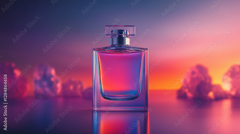 An elegant glass perfume bottle with iridescent gradient and vibrant hues symbolizes luxury, refinement, and beauty, reflecting modern sophistication and artistic design in a contemporary aesthetic.
An elegant glass perfume bottle with iridescent gradient and vibrant hues symbolizes luxury, refinement, and beauty, reflecting modern sophistication and artistic design in a contemporary aesthetic.