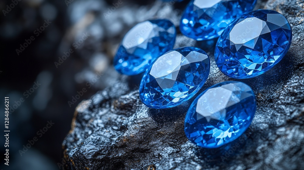 Beautiful gemstones of natural sapphires set against a black backdrop. An eye-catching assortment of valuable stones set out on a stone surface Beautiful gemstones of natural sapphires set against a black backdrop. An eye-catching assortment of valuable stones set out on a stone surface