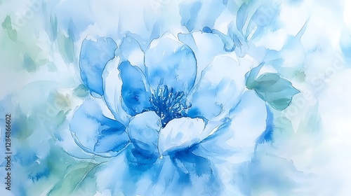 Light blue watercolor background with soft and blended tones.