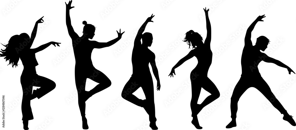 Collection silhouette of female dancer in action pose. Silhouette of slim women in dancing pose.
Collection silhouette of female dancer in action pose. Silhouette of slim women in dancing pose.