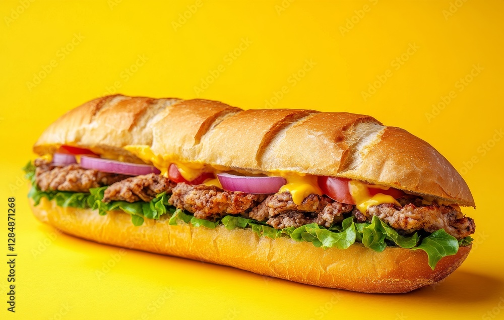 A photo of a chicken shawarma sandwich featuring white cream cheese, vegetables, and red onion, set against a plain background A photo of a chicken shawarma sandwich featuring white cream cheese, vegetables, and red onion, set against a plain background
