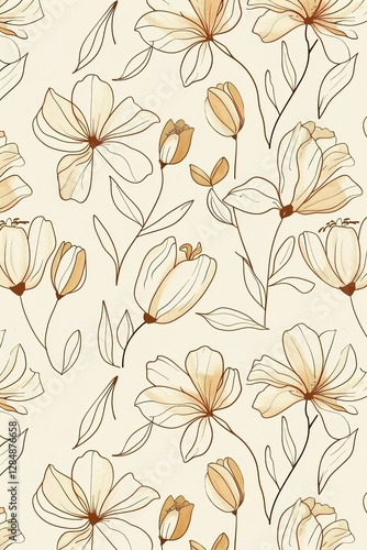 cream Elegant luxury beige background with hand drawn flower