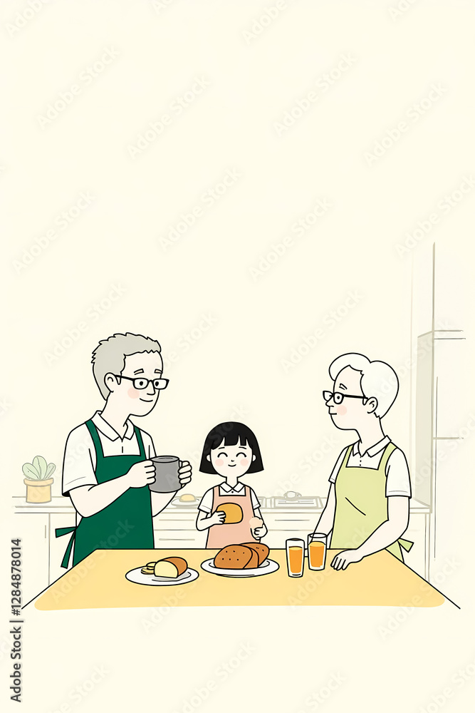 happy family enjoying a cheerful breakfast together in their kitchen happy family enjoying a cheerful breakfast together in their kitchen