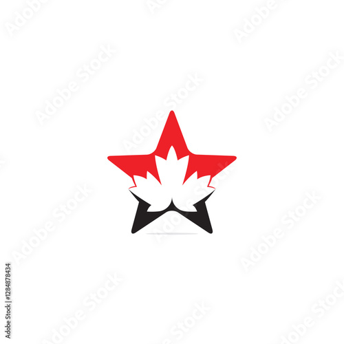 Star Canadian Maple leaf Logo. Maple Leaf Illustration Vector Design.