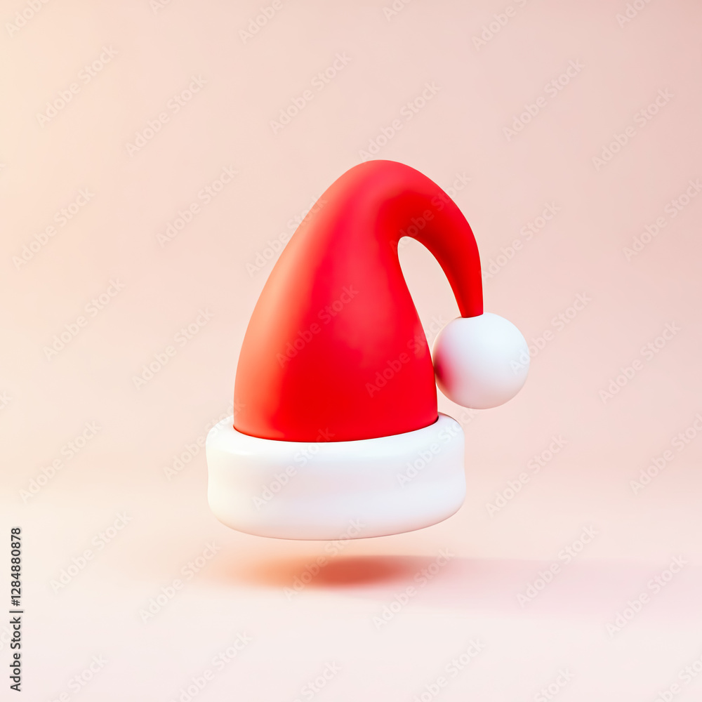 charming santa hat floats against a soft pink background charming santa hat floats against a soft pink background