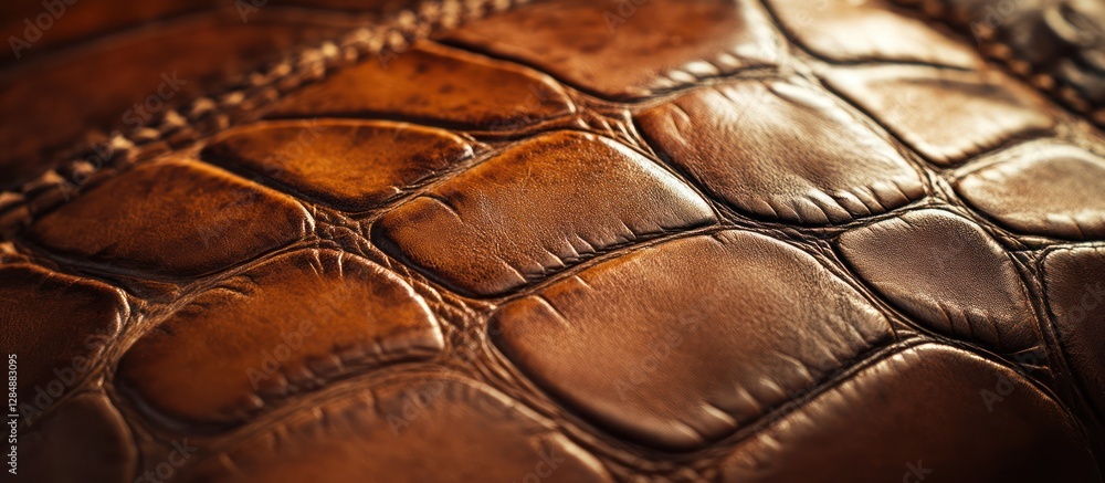 Brown crocodile leather texture close-up Brown crocodile leather texture close-up