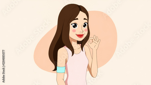 cheerful young woman giving okay hand gesture