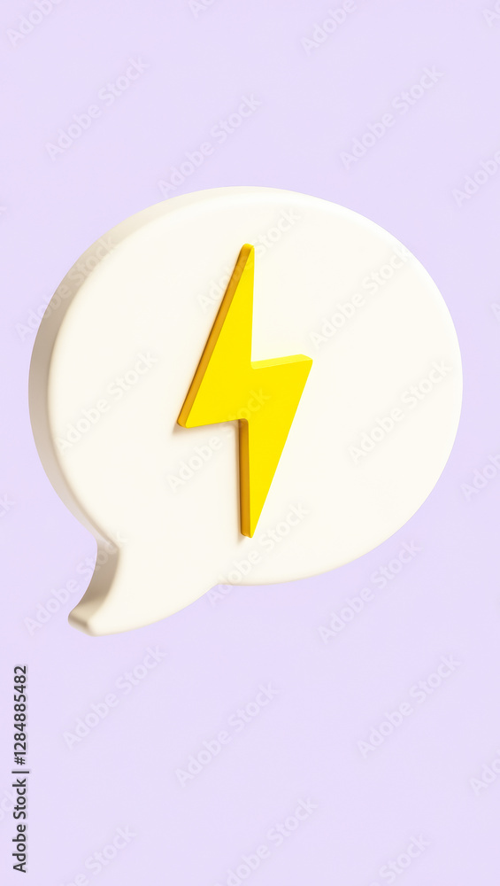 3d render of a speech bubble with a yellow lightning bolt 3d render of a speech bubble with a yellow lightning bolt