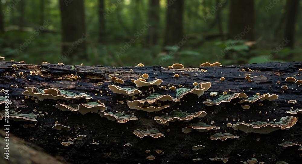 Forest Fungi on Fallen Log Detailed Close-up Macro Photography Forest Fungi on Fallen Log Detailed Close-up Macro Photography