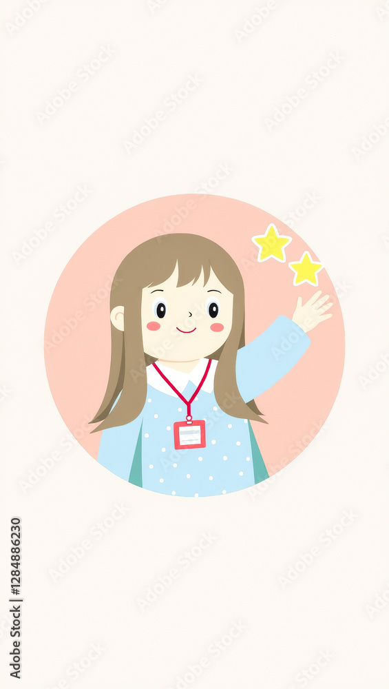 cheerful girl reaching for stars in a polka dot dress cheerful girl reaching for stars in a polka dot dress