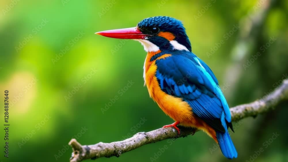 Stunning Kingfisher Bird Perched on a Branch in Nature Stunning Kingfisher Bird Perched on a Branch in Nature