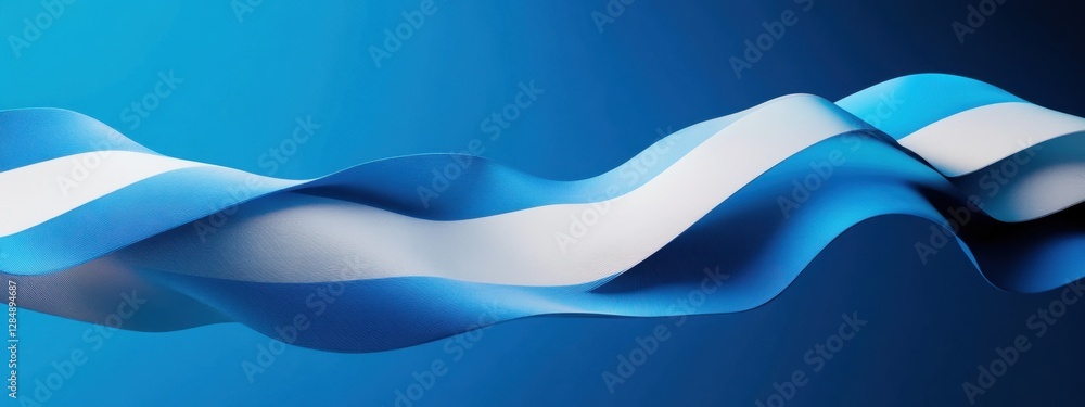 Flowing Ribbon of Blue and White, Representing National Identity and Culture Flowing Ribbon of Blue and White, Representing National Identity and Culture