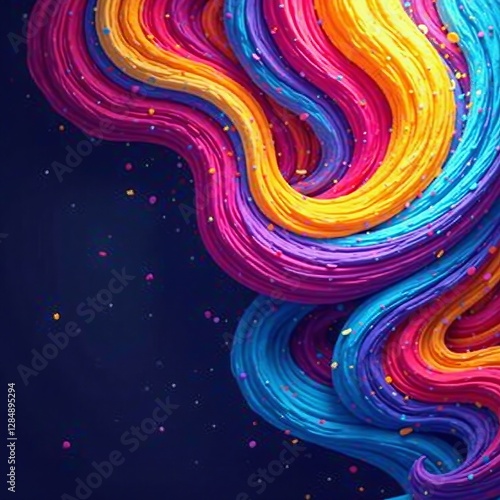 Vibrant swirly lines and geometric shapes in a rainbow of colors, wallpaper, colorful