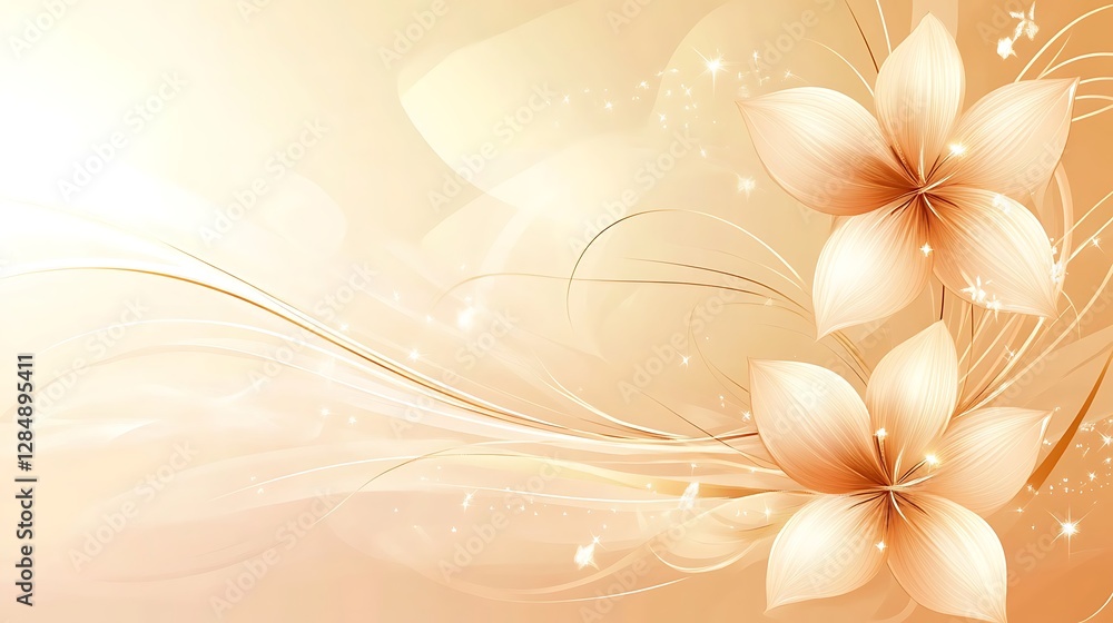 Elegant Golden Flowers Abstract Art Design Elegant Golden Flowers Abstract Art Design