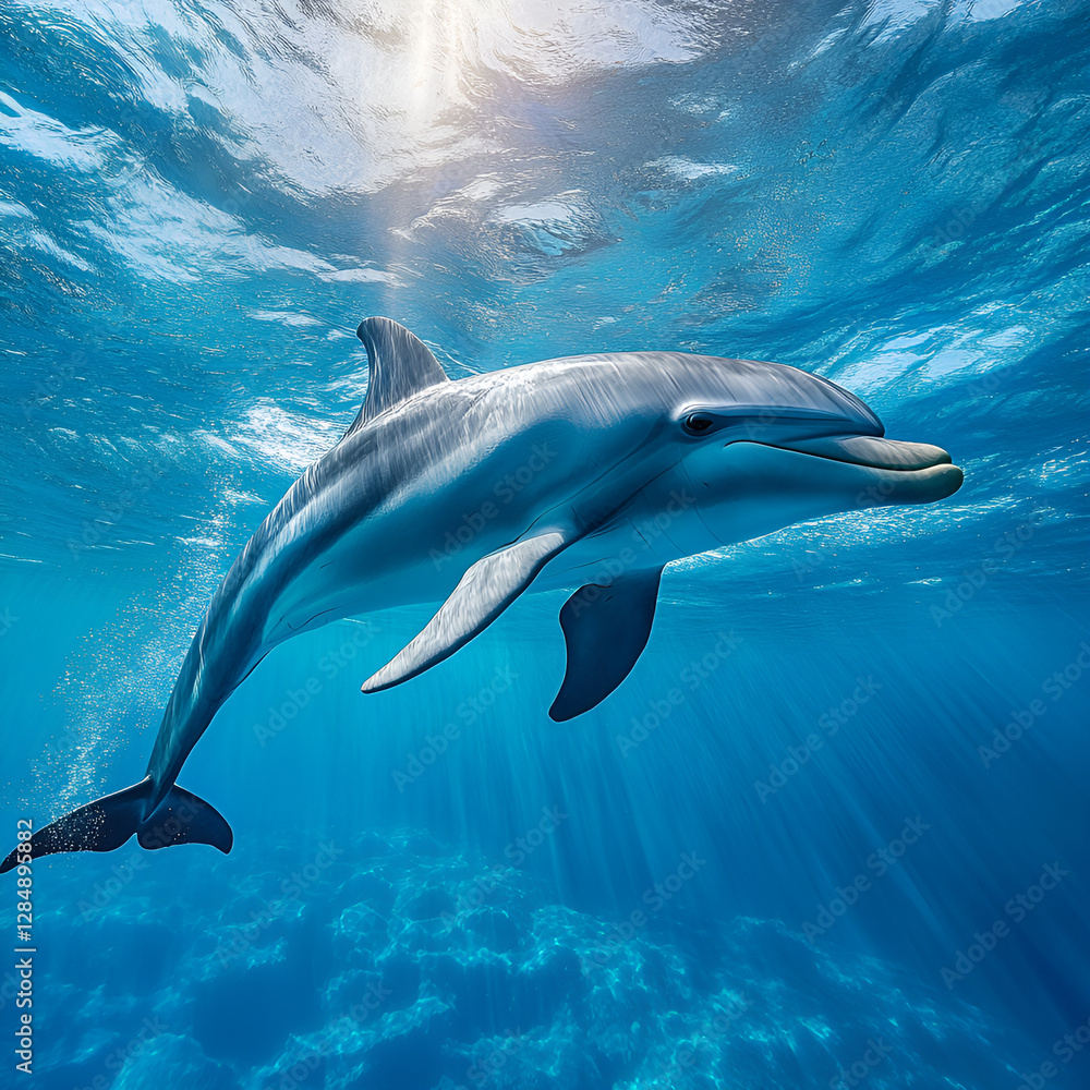 Fototapeta premium Common bottlenose dolphin tursiops truncatus underwater
