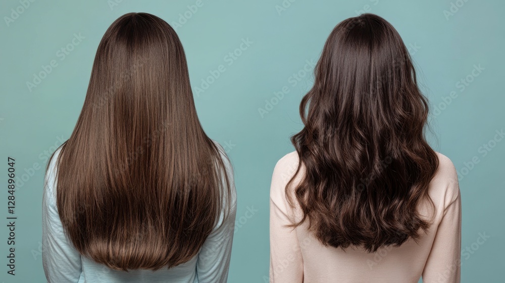 Comparison of Straight and Wavy Hair Styles on Two Women Comparison of Straight and Wavy Hair Styles on Two Women