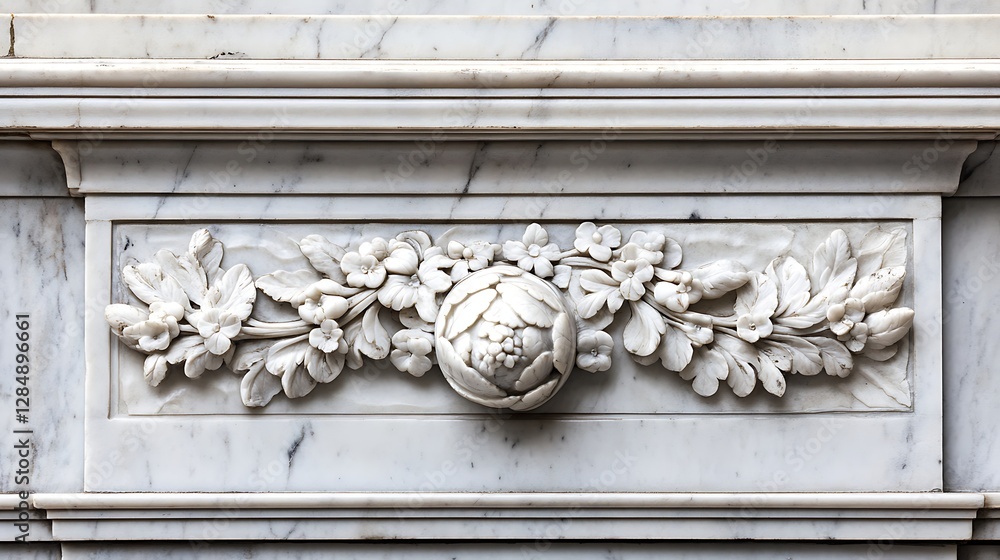 Intricate Marble Carving Featuring Flowers and Artichoke Intricate Marble Carving Featuring Flowers and Artichoke