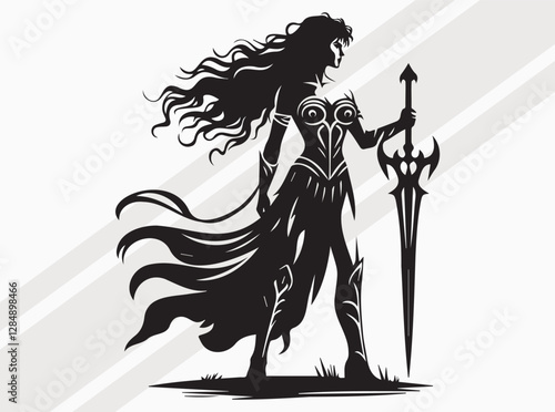 Griffin Silhouette Black Color Mythical Winged Beast Vector Art and Clipart for Designs