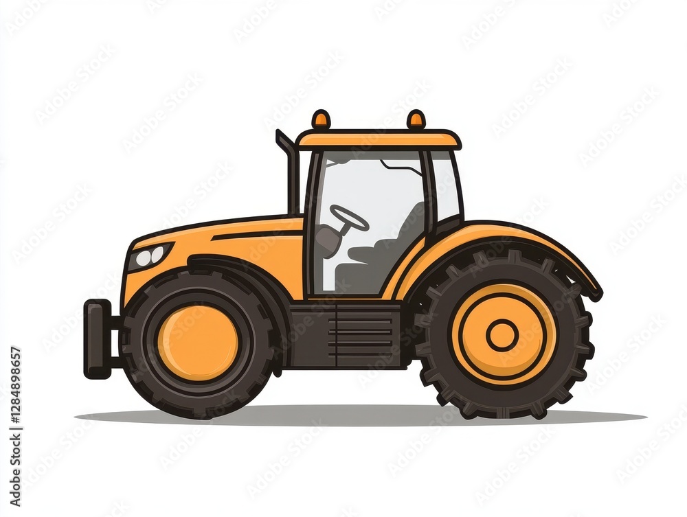 Orange Tractor Illustration Pixel Art Style Orange Tractor Illustration Pixel Art Style