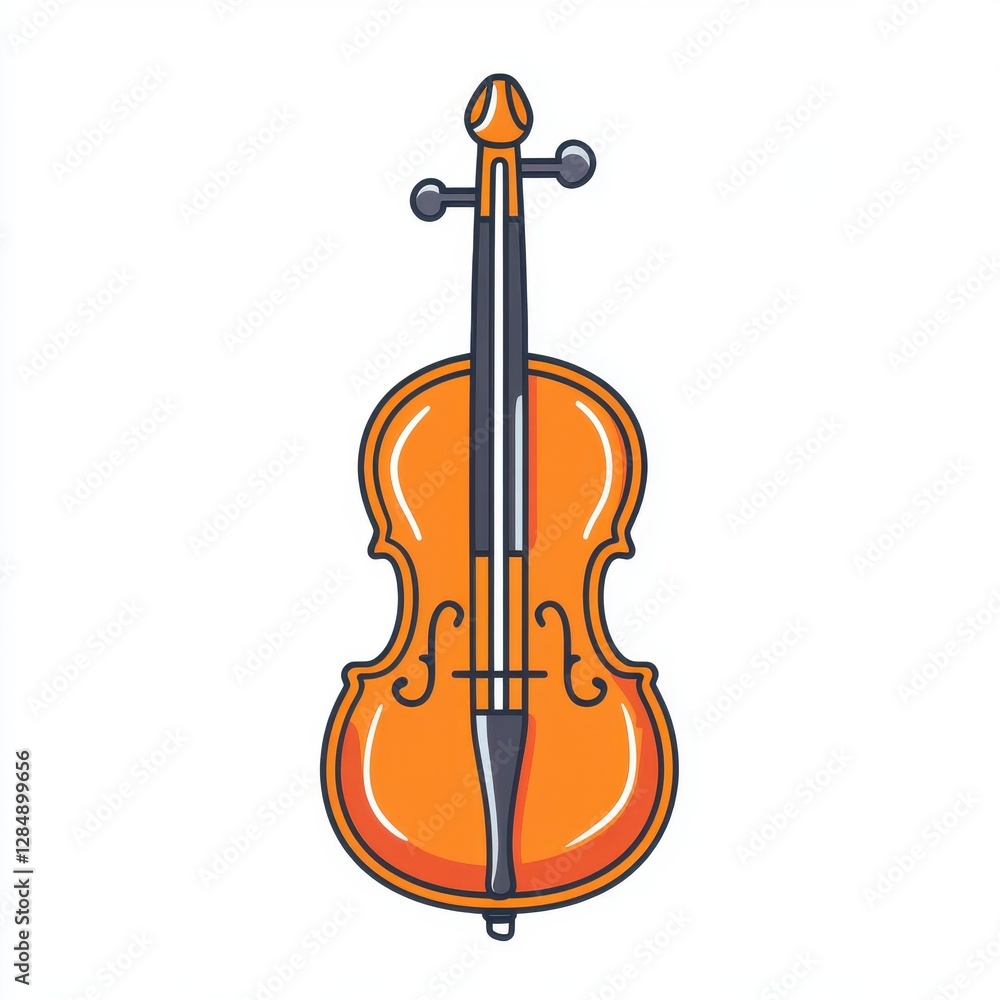 Fototapeta premium Pixel Art Orange Cello Illustration on White Background